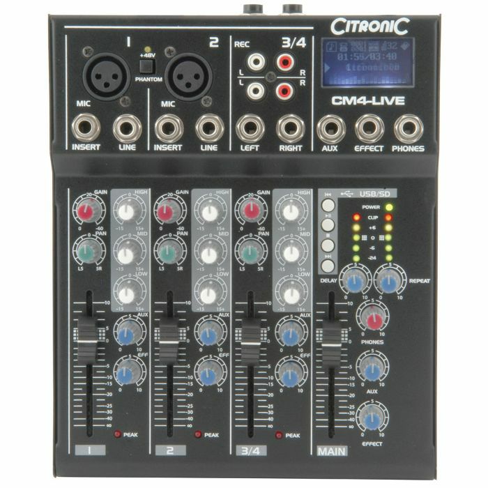 CITRONIC Citronic CM4 Live Compact Mixer With Delay & USB SD Player