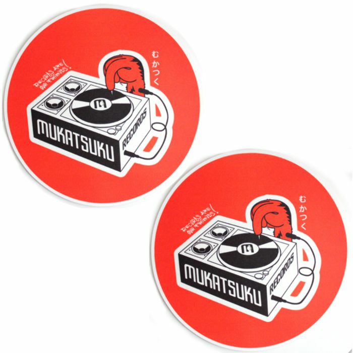 MUKATSUKU - Mukatsuku Records Are Our Friends Bold Scarlet Red Slipmats (pair, red) *Juno Exclusive*