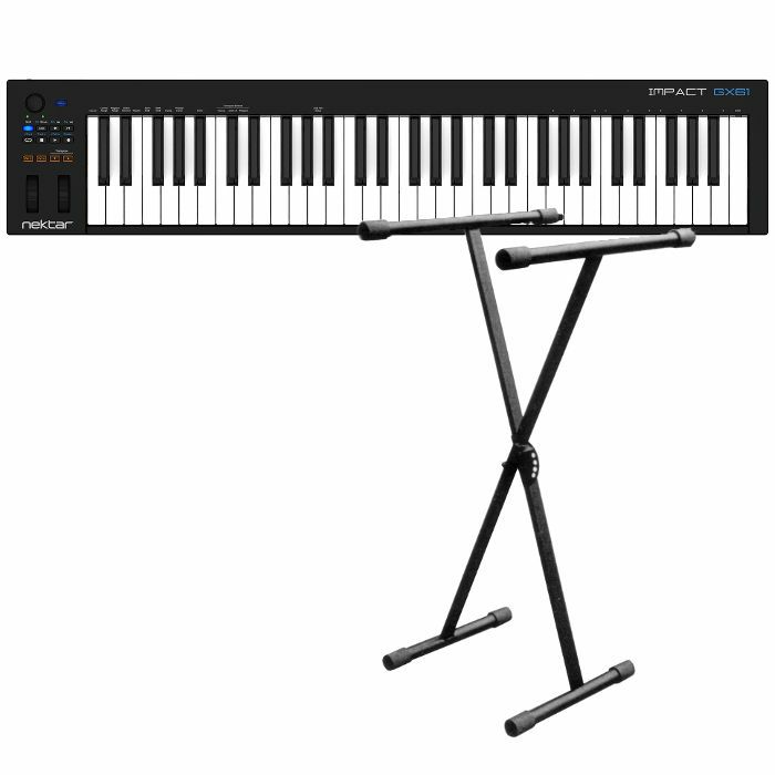 NEKTAR/NEW JERSEY SOUND - Nektar Impact GX61 USB MIDI Controller Keyboard With Bitwig 8Track Software Included + 5 Position X Foldable Frame Keyboard Stand (black) (REDUCED PRICE BUNDLE)