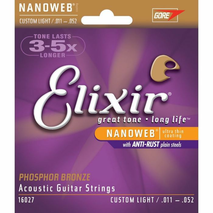 ELIXIR - Elixir Phosphor Bronze Custom Light Acoustic Guitar Strings Set With Nanoweb Coating (E16027)