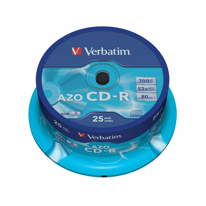 VERBATIM - Verbatim 80 Minute 700MB Crystal Super Azo Blank CDR Discs (spindle of 25)
