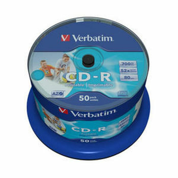 VERBATIM - Verbatim 80 Minute 700MB Wide Inkjet Printable Super Azo Blank CDR Discs (spindle of 50)