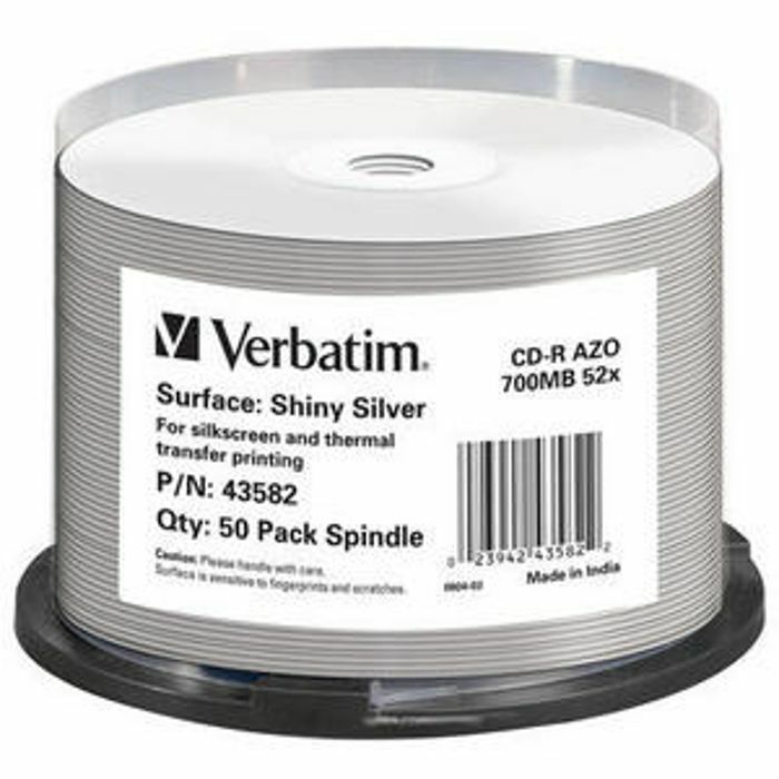 VERBATIM - Verbatim 80 Minute 700MB Thermal & Screen Printable Super Azo Blank CDR Discs (spindle of 50)