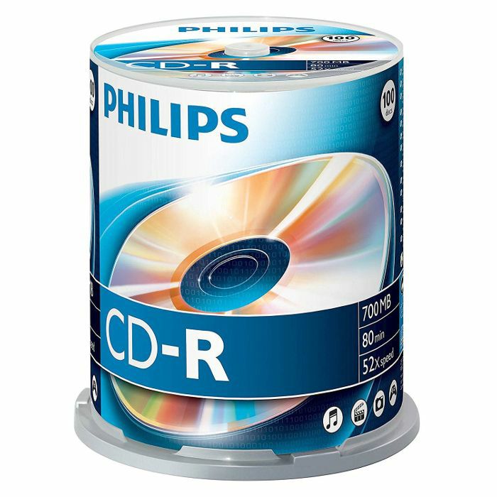 PHILIPS - Philips CDR 80 Minute 700MB Blank Recordable CDs (spindle of 100)