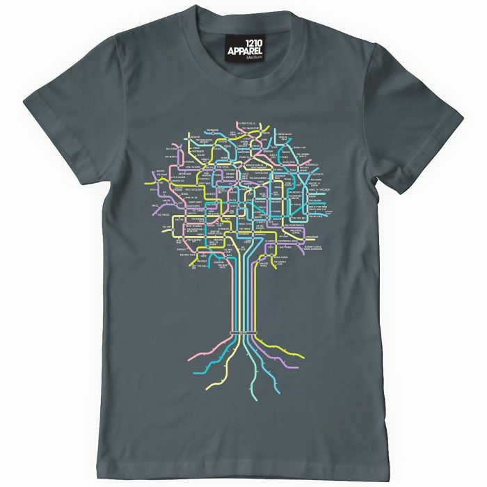 CLUB ROOTS - Club Roots T Shirt (charcoal grey with multicoloured print, small)