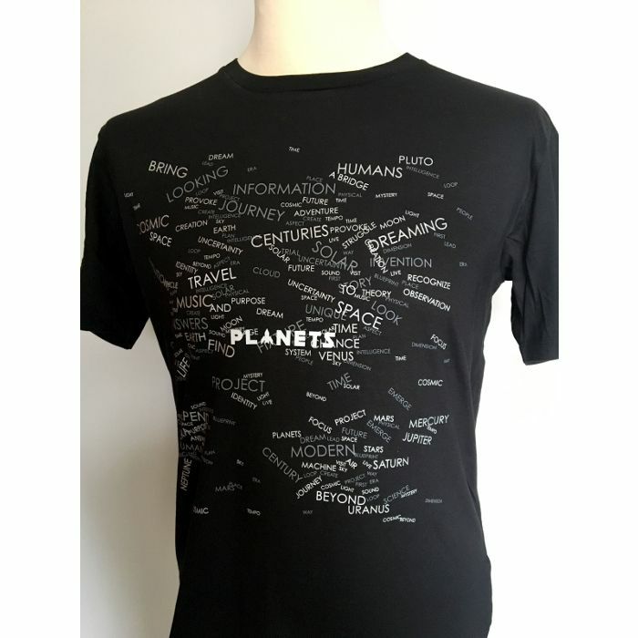 AXIS - Planets Word Ladies T Shirt (black with white print, small)