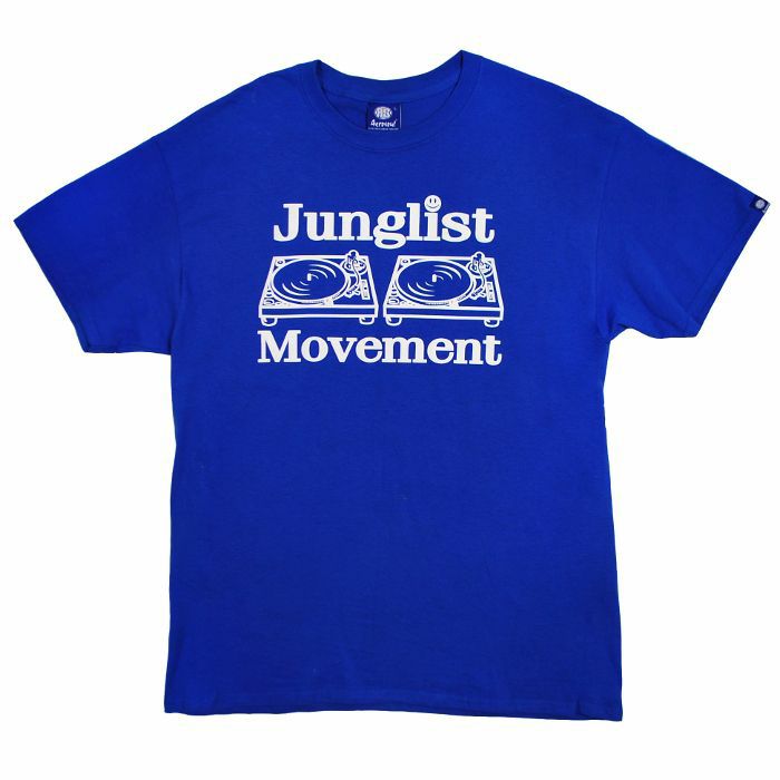 AEROSOUL - Junglist Movement Men's T Shirt (blue with white print, medium)