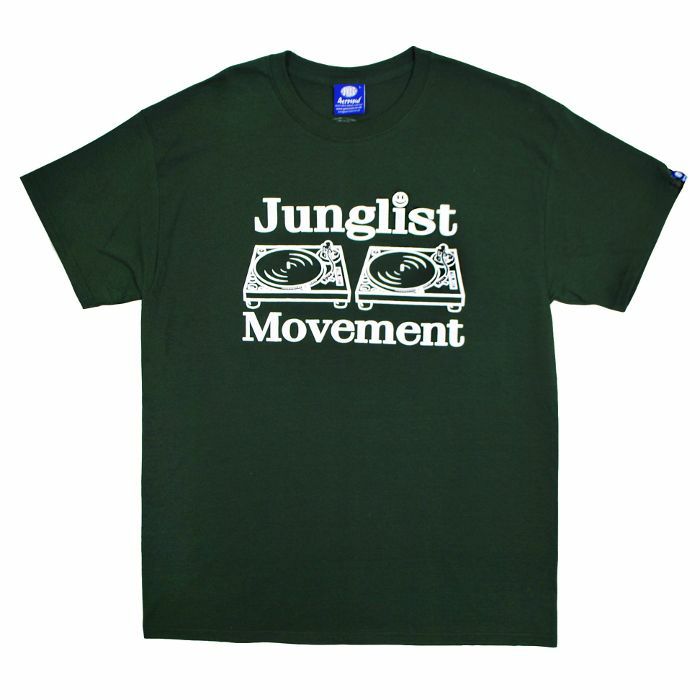 AEROSOUL - Junglist Movement Men's T Shirt (green with white print, medium)