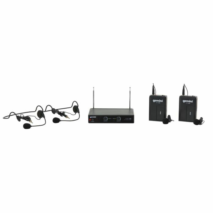 GEMINI - Gemini VHF02HL Dual Wireless Mic System With Headset & Lapel Microphone