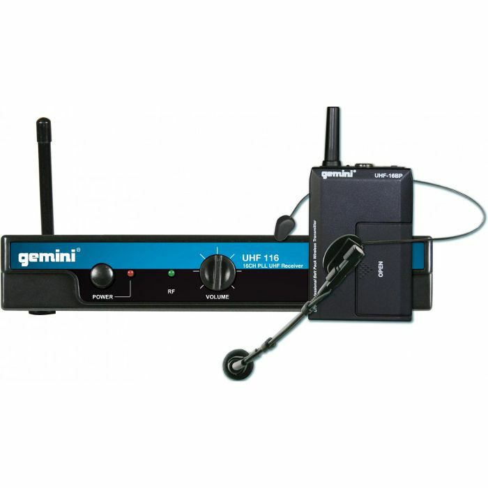 GEMINI - Gemini UHF116HL Single Channel Wireless Mic System With Headset & Lapel Microphone