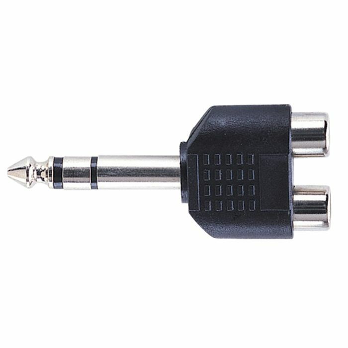 ELECTROVISION - Electrovision 6.35mm Stereo Jack Plug To 2 x RCA Phono Sockets Adapter (black/silver)