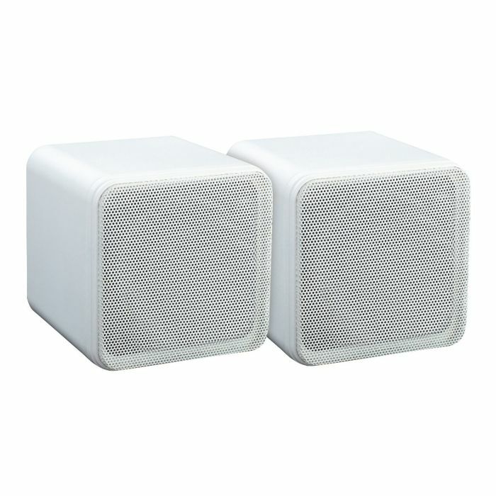 E AUDIO - E Audio 4" Full Range 80W Dual Cone Mini Box Speakers (white, pair)