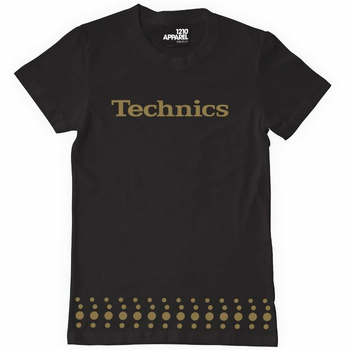DMC - Technics Revolving Platter T Shirt (black with gold print, large)
