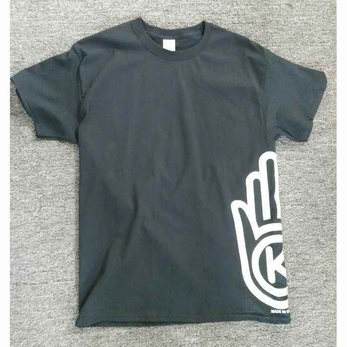 ACACIA RECORDS - K Hand Logo T Shirt (black with glow in the dark print, medium)