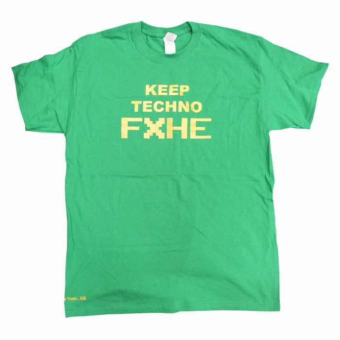 OMAR S - FXHE Keep Techno T Shirt (green with gold print, large)