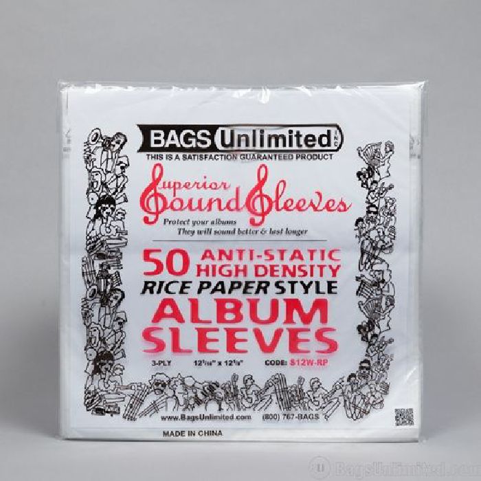 BAGS UNLIMITED - Bags Unlimited 12" Vinyl Record Polyethylene & Acid-Free Paper Sleeves (clear, pack of 50)