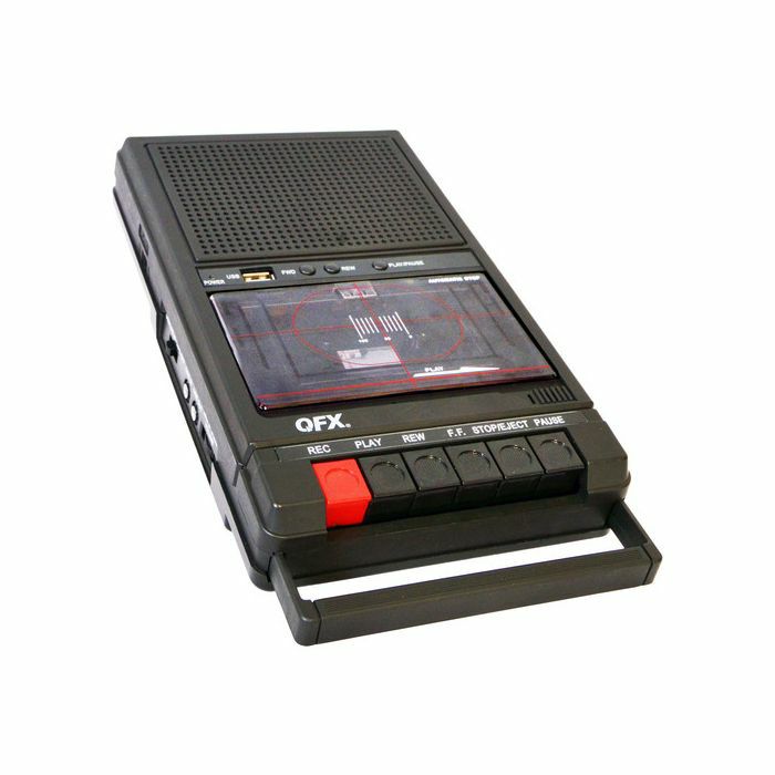 QFX - QFX RETRO39 Shoebox Cassette Player & Recorder With USB (Note: US 2 pin mains adapter)