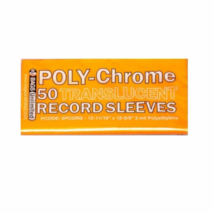 BAGS UNLIMITED - Bags Unlimited 12" Poly Chrome Translucent Orange Record Sleeves (pack of 50)