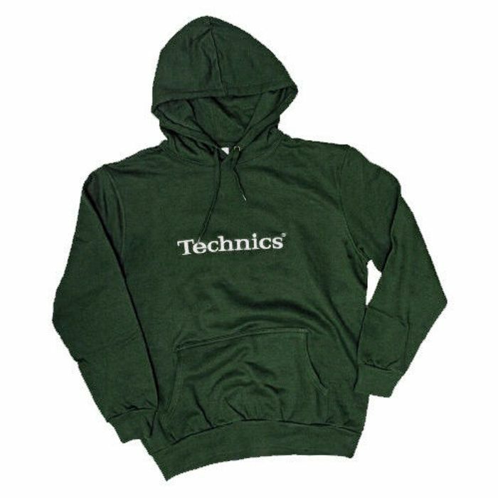 TECHNICS - Technics Hooded Sweatshirt (bottle green with white embroidered logo, large)