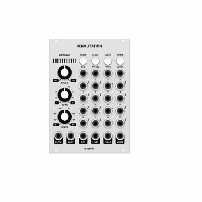 GRAYSCALE - Grayscale Permutation 18HP Random Sequencer Module (silver panel version, random sequencer based on the Turing Machine)