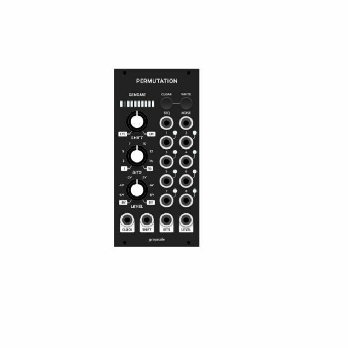 GRAYSCALE - Grayscale Permutation 12HP Random Sequencer Module (black panel version, random sequencer based on the Turing Machine)