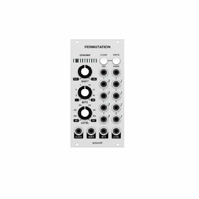 GRAYSCALE - Grayscale Permutation 12HP Random Sequencer Module (silver panel version, random sequencer based on the Turing Machine)