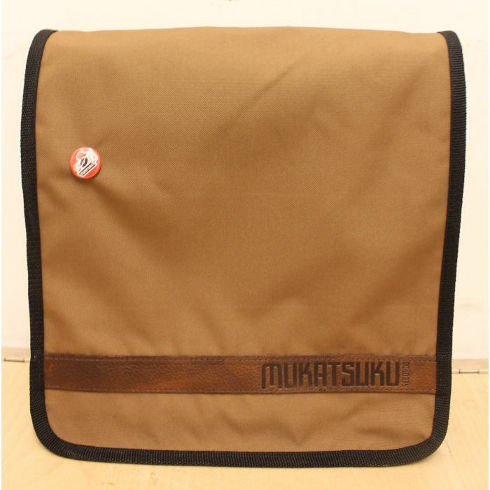 MUKATSUKU - Mukatsuku 12 Inch Vinyl Record Messenger Shoulder Bag 25 (tan with leather strip, holds up to 25 x 12'' records) Limited Edition *Juno Exclusive*