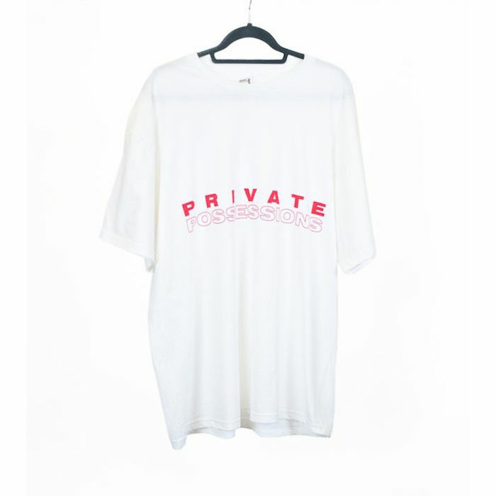 SOLITARY DANCER - Private Possessions Logo T Shirt (white with red print, oversized unisex)