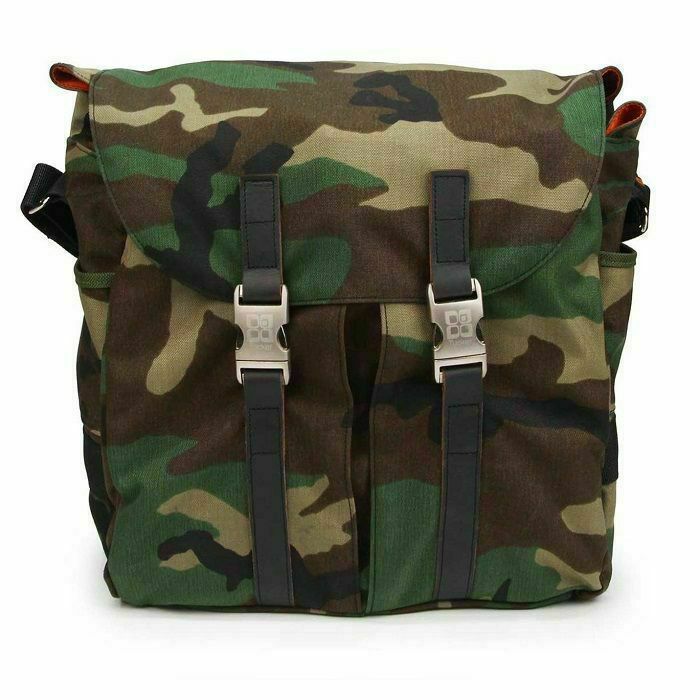 TUCKER & BLOOM - Tucker & Bloom North To South 12" Vinyl Messenger Bag With Leather Trim (camo with tan interior)