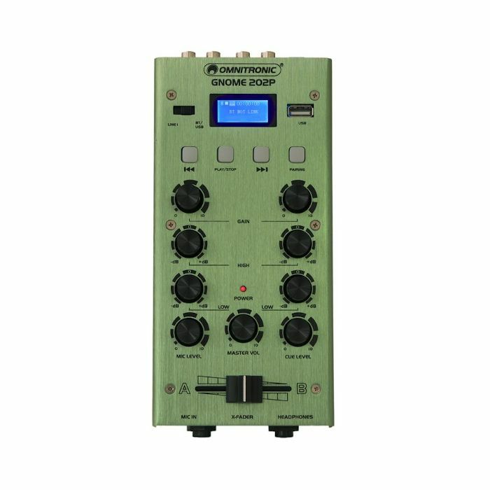 OMNITRONIC - Omnitronic Gnome 202P Mini DJ Mixer With Bluetooth & MP3 Player (green)