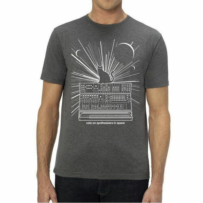 CATS ON SYNTHESIZERS IN SPACE - Cats On Synthesizers In Space T Shirt (grey with white print, extra large)