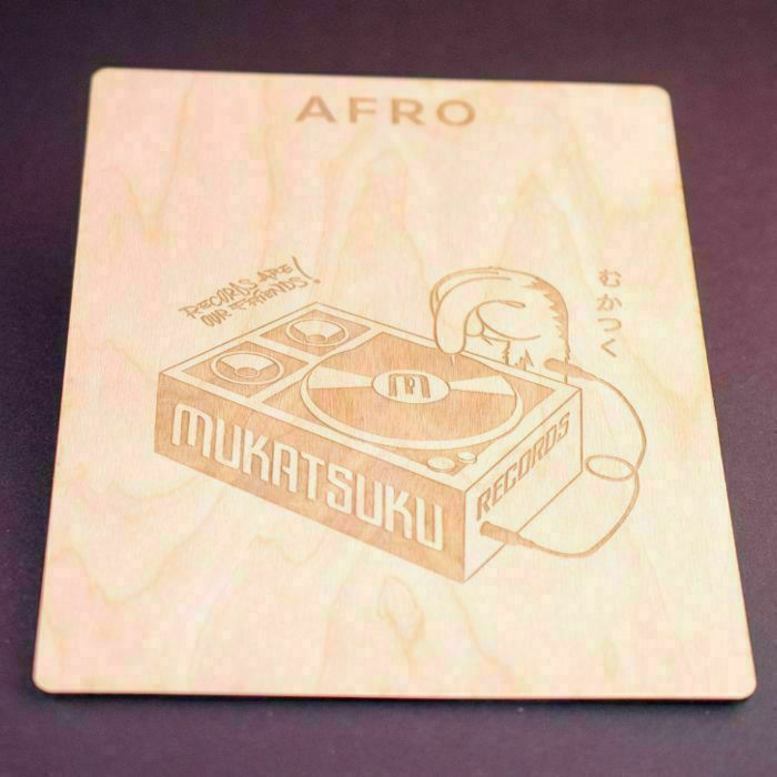 MUKATSUKU - Mukatsuku Laser Etched Wooden 7" Vinyl Record Divider (wooden divider with Afro name) *Juno Exclusive*