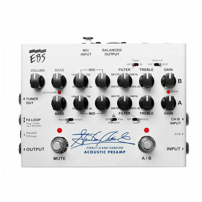 EBS - EBS Acoustic Preamp Stanley Clarke Signature Effects Pedal (white)