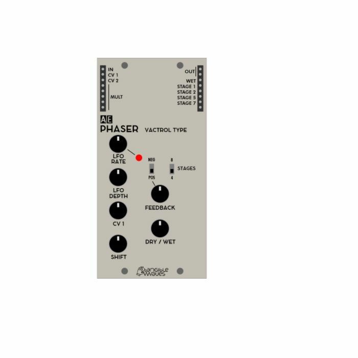 TANGIBLE WAVES - Tangible Waves AE Modular PHASER 8-Stages Vactrol Phaser Module (silver)