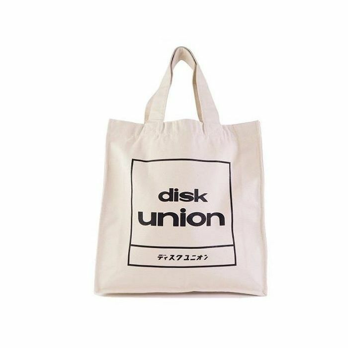 DISK UNION - Disk Union Square Logo Tote Bag (white with black logo)