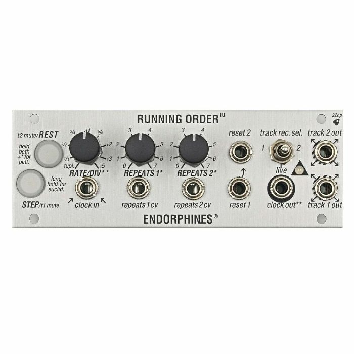 Endorphin.es 1U Running Order 2-Track Trigger Sequencer / Euclidean  Generator Module (silver)