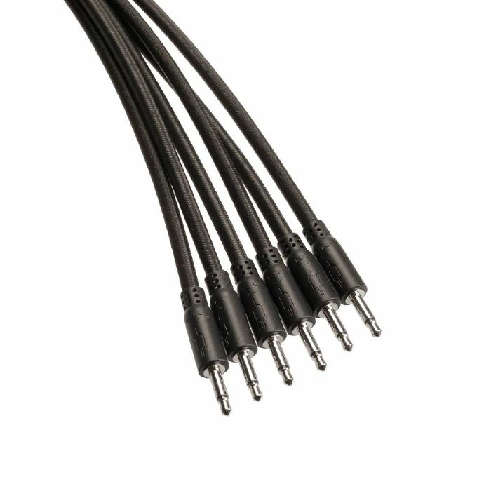 SYNTH CABLES - Synth Cables Braided 3.5mm Mono TS Male Patch Cables (black/15cm/pack of 6)