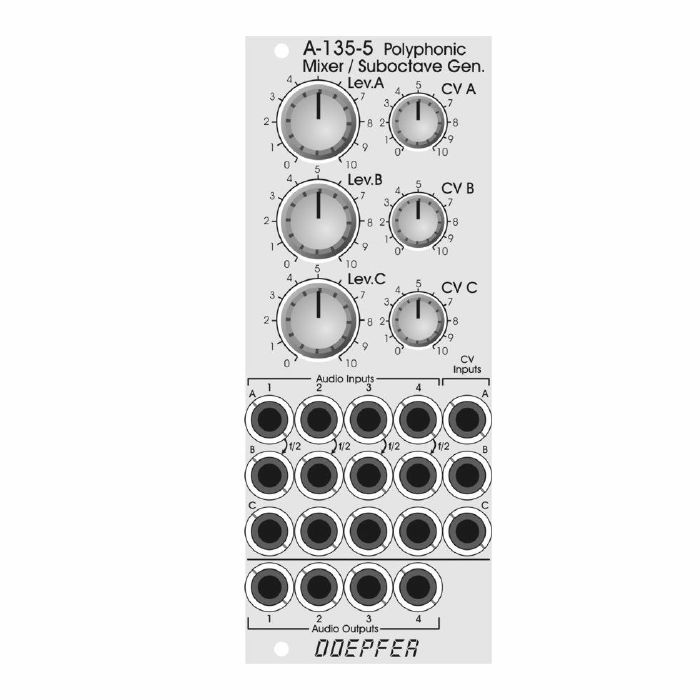 DOEPFER - Doepfer A-135-5 Polyphonic Mixer/Suboctave Generator Module (silver)
