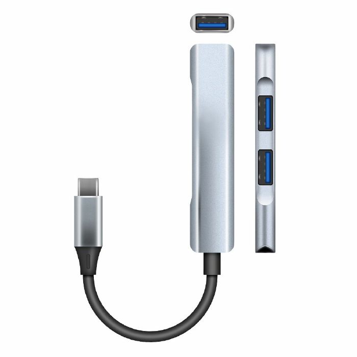 ELECTROVISION - Electrovision USB-C To 3x USB-4 Sockets & Socket OTG Adaptor Cable (65mm)